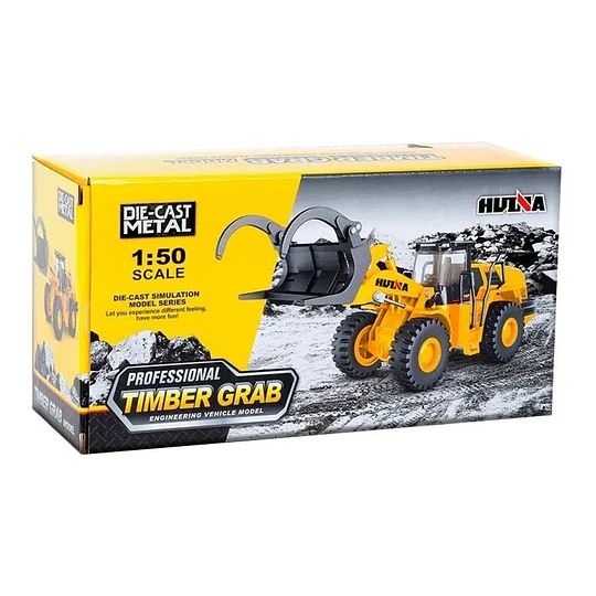 Huina 1716: Cargador Frontal Forestal (Timber Grab) Metálico - Escala 1:50 Die-Cast