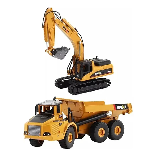 Set de Colección Huina 1611: Dúo de Maquinaria Die-Cast Metálica - Escala 1:50