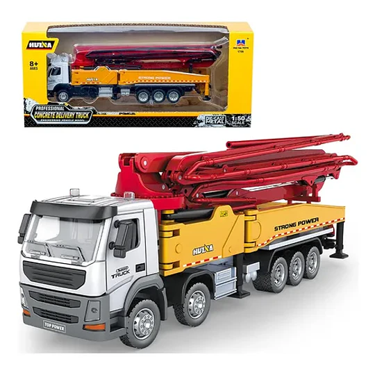 Camión Bomba de Concreto Huina (Escala 1:50) - ¡La Ingeniería de la Construcción en tu Colección!