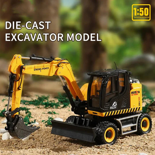 Huina 1725: Retroexcavadora Cargadora (Backhoe Loader) Metálica - Escala 1:50 Die-Cast