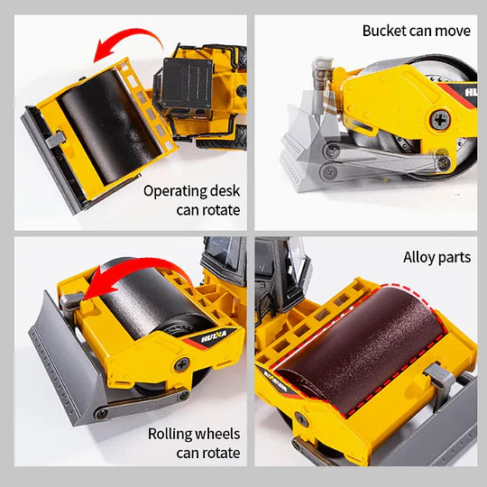 Huina 1154: Rodillo Compactador Monocilíndrico (Road Roller) - Escala 1:35 Die-Cast