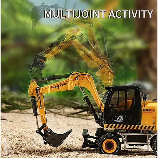 Huina 1725: Retroexcavadora Cargadora (Backhoe Loader) Metálica - Escala 1:50 Die-Cast