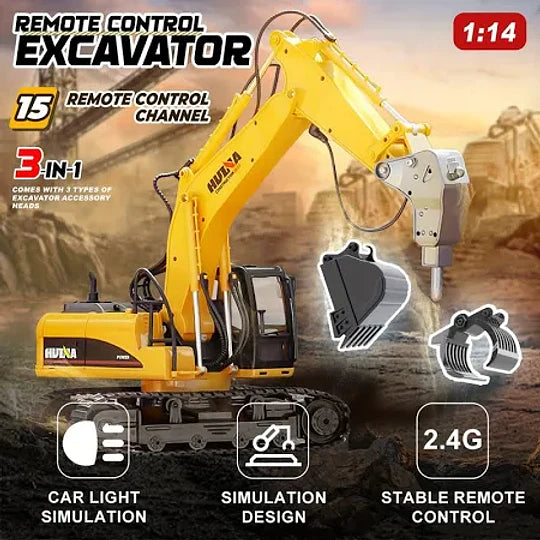 Excavadora RC Huina 1535-1 de Aleación a Escala 1:14