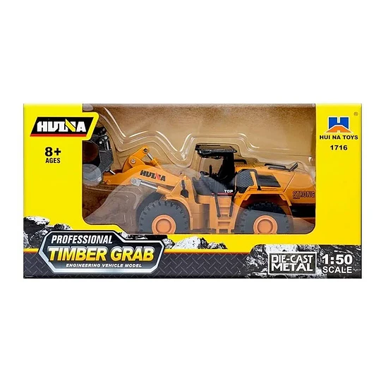 Huina 1716: Cargador Frontal Forestal (Timber Grab) Metálico - Escala 1:50 Die-Cast