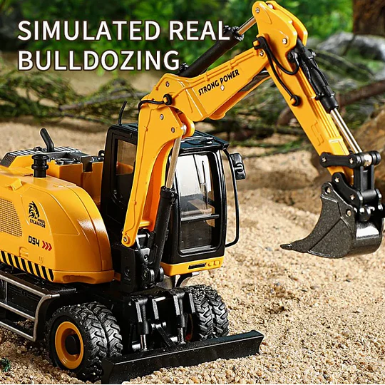 Huina 1725: Retroexcavadora Cargadora (Backhoe Loader) Metálica - Escala 1:50 Die-Cast